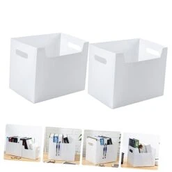 Alipis 2pcs Boxes Storage Box Plastic Container Decorative Storage Baskets Plastic File Box Book Sorter Shelf Storage Organizer Magazine Holders White Durable Boxes Book Storage Boxes -GENERIC Shop 31FqncwBlRL