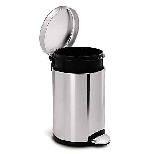 Simplehuman 4.5 Liter / 1.2 Gallon Round Bathroom Step Trash Can, Brushed Stainless Steel 1 Simplehuman 4.5 Liter / 1.2 Gallon Round Bathroom Step Trash Can, Brushed Stainless Steel