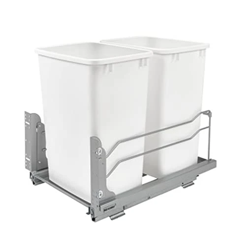 Rev-A-Shelf 53WC-1835SCDM-217 Double 35 Quart Pull-Out Under Mount Kitchen Waste Container Trash Cans With Soft-Close Slides, Silver 11 Rev-A-Shelf 53WC-1835SCDM-217 Double 35 Quart Pull-Out Under Mount Kitchen Waste Container Trash Cans With Soft-Close Slides, Silver - Image 11