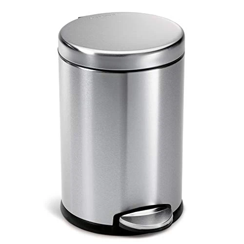Simplehuman 4.5 Liter / 1.2 Gallon Round Bathroom Step Trash Can, Brushed Stainless Steel 5 Simplehuman 4.5 Liter / 1.2 Gallon Round Bathroom Step Trash Can, Brushed Stainless Steel - Image 5