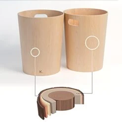 Kazai. Real Wood Waste Paper Bin Börje | Modern Wooden Paper Basket For Office, Kids' Room, Bedroom And More | 9 Liters | Birch -GENERIC Shop 31HyYvXKCzL