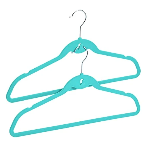 50 Pack Non Slip Velvet Clothes Hangers With Cascading Hooks Space Saving For Kids, Teens, And Adult's Shirts, Coats, Pants, Suits, And Dresses (Teal, 17.5 Inches) 5 50 Pack Non Slip Velvet Clothes Hangers With Cascading Hooks Space Saving For Kids, Teens, And Adult's Shirts, Coats, Pants, Suits, And Dresses (Teal, 17.5 Inches) - Image 5