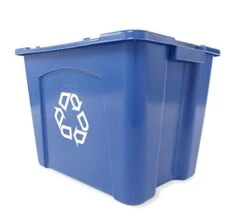 Rubbermaid Commercial Products, Recycling Bin/Box For Paper And Packaging, Stackable, 14 GAL, For Indoors/Outdoors/Garages/Homes/Commercial Facilities, Blue (FG571473BLUE)