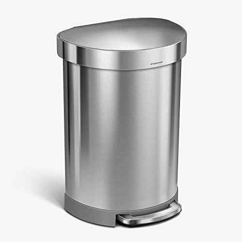 Simplehuman 45 Liter/ 12 Gallon Semi-Round Hands-Free Step Trash Can, Brushed 9 Simplehuman 45 Liter/ 12 Gallon Semi-Round Hands-Free Step Trash Can, Brushed - Image 9