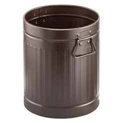MDesign Steel Metal 2 Gallon/7 Liter Trash Can Wastebasket, Garbage Bin With Handles For Bathroom, Kitchen, Bedroom, Office - Holds Trash, Waste, Garbage, Recycling - Bronze