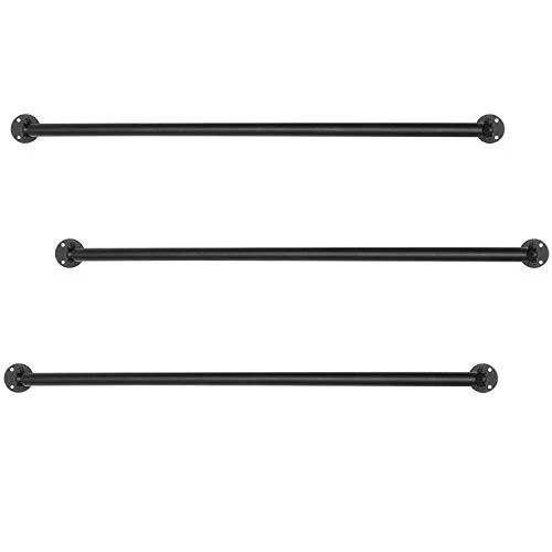 MyGift 33 Inch Matte Black Metal Corner Hanging Garment Rack, Heavy Duty Clothing Bar, Set Of 3 4 MyGift 33 Inch Matte Black Metal Corner Hanging Garment Rack, Heavy Duty Clothing Bar, Set Of 3 - Image 4