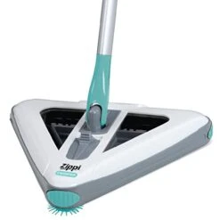 Zippi Sweeper Max - Powerful And Lightweight Sweeper, Perfect For Carpet Hardwood And Tile, Triangular Design Allows For Sweeping In Corners, 1000 MAh Rechargeable Battery