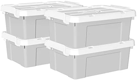 Cetomo 65L*4 Plastic Storage Box, Tote Box,Organizing Container With Durable Lid And Secure Latching Buckles, Stackable And Nestable, 4Pack, Gray With Buckle 7 Cetomo 65L*4 Plastic Storage Box, Tote Box,Organizing Container With Durable Lid And Secure Latching Buckles, Stackable And Nestable, 4Pack, Gray With Buckle - Image 7