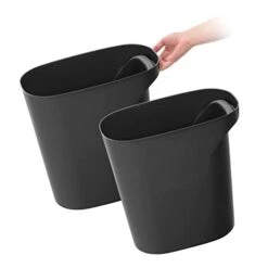 IRIS USA 6 Gallon / 24 Quart Plastic Wastebasket Trash Cans For Home, Office, Bedroom, Bathroom, Made With Recycled Materials, Black, 2-Pack