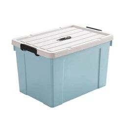 GULRUH Storage Basket, Large Capacity Storage Box Clothing Storage Box Thickened Household Transparent Storage Box Plastic Clothes Storage Box Box Box Moving Storage Box 73.3*52*43cm ( Color : Blue )