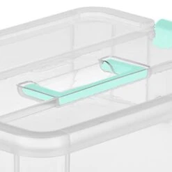 Sterilite Convenient Small Home 2-Tiered Layer Stack Carry Storage Box With Colored Accent Secure Latching Lid, Clear (4 Pack) -GENERIC Shop 31N3voBmf9L