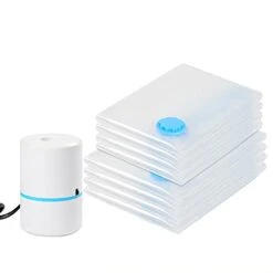 Vacuum Storage Bags With Electric Air Pump, 8 Pack Space Saver Bags (4 Jumbo/4 Large) Compression Storage Bags For Comforters And Blankets, Vacuum Sealer Bags For Clothes Storage, Silent Electric Pump