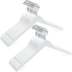 Amber Home Smooth White Finish Solid Wood Shirt Dress Hangers 10 Pack, Sturdy Wooden Coat Hangers With Precisely Notches, Clothes Hangers For Jacket, Camisole, Bridal (White, 10) -GENERIC Shop 31NmQcKpIFL. AC