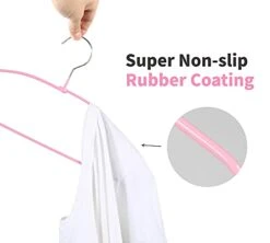TOPIA HANGER Non Slip Hanger 20 Pack, Metal Clothes Hangers Space Saving, Heavy Duty Rubber Coated Wire Hanger For Coat, Shirt, Dress, Pants-Pink, CT12P -GENERIC Shop 31O3fjoWziS
