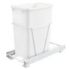 Rev-A-Shelf RV-12PB Single 35 Quart Pull-Out Kitchen Cabinet Waste Bin Container Garbage Trash Can With Slides And Simple Installation, White