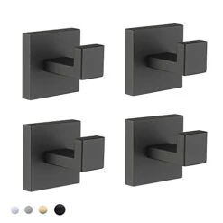 Wall Hooks Towel Hooks Towel Holder Robe Hook Bathroom Hooks Black Heavy Duty Door Hanger Stainless Steel Matt Black 4 Pack