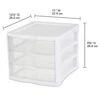 Sterilite 17918004 3 Drawer Unit, White Frame With Clear Drawers, Pack Of 4