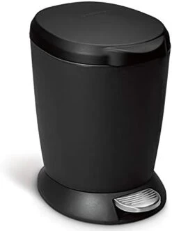 Simplehuman 6 Liter / 1.6 Gallon Compact Plastic Round Bathroom Step Trash Can, Black -GENERIC Shop 31QflsM5yWL. AC