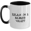 GENERIC Valet Gifts For Coworkers, Relax. I'm A Badass Valet, Perfect Valet Two Tone 11oz Mug, Cup From Friends, Valentines Day, Love, Flowers, Chocolates