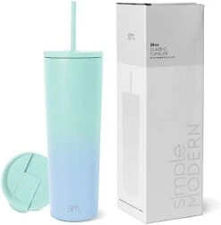 Simple Modern Insulated Tumbler With Lid And Straw | Iced Coffee Cup Reusable Stainless Steel Water Bottle Travel Mug | Gifts For Women Men Her Him | Classic Collection | 24oz | Midnight Black -GENERIC Shop 31R0REStK1L. AC