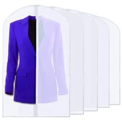 Plixio 40" Clear Garment Bags For Hanging Clothes - Plastic Suit Bags For Closet Storage - Men Women Clothes Protector Dress Covers With Zipper For Shirts, Fur Coats, Dance Costumes Clothing (Clear - 5 Pack: 40")