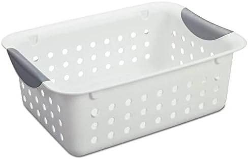 Sterilite Medium Ultra Ventilated Open Top Plastic Storage Organizer Basket With Gray Contoured Carrying Handles, White (24 Pack) 7 Sterilite Medium Ultra Ventilated Open Top Plastic Storage Organizer Basket With Gray Contoured Carrying Handles, White (24 Pack) - Image 7