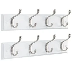AMADA HOMEFURNISHING Coat Rack Wall Mount 2 Pack, Coat Hooks Wall Hooks Coat Hangers For Wall, Hat Racks Hooks For Hanging Coats Wall Mounted, White
