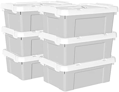 Cetomo 65L*4 Plastic Storage Box, Tote Box,Organizing Container With Durable Lid And Secure Latching Buckles, Stackable And Nestable, 4Pack, Gray With Buckle 8 Cetomo 65L*4 Plastic Storage Box, Tote Box,Organizing Container With Durable Lid And Secure Latching Buckles, Stackable And Nestable, 4Pack, Gray With Buckle - Image 8