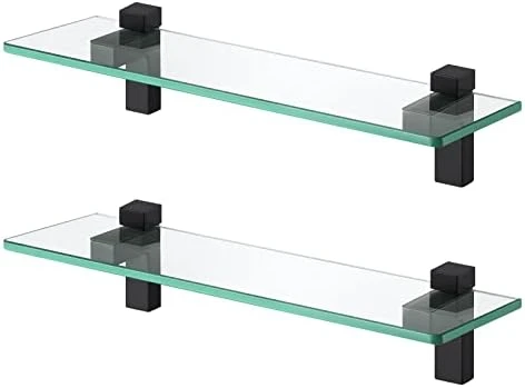 Glass Shelves For Bathroom, 15.8-Inch Bathroom Shelf With Rectangle Tempered Glass And Polished Chrome Bracket Wall Mount 2 Pack, BGS3201S40-P2 9 Glass Shelves For Bathroom, 15.8-Inch Bathroom Shelf With Rectangle Tempered Glass And Polished Chrome Bracket Wall Mount 2 Pack, BGS3201S40-P2 - Image 9