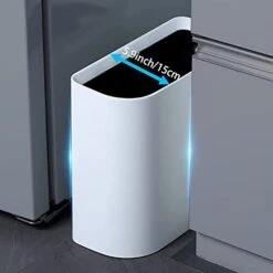 Trash Can For Bathroom 2.3 Gal Wastebasket Office Garbage Can Slim Rectangular Waste Bin For Kitchen Bedroom (White) -GENERIC Shop 31UGRHaN8cL