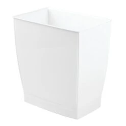 IDesign,Plastic Spa Rectangular Trash, Waste Basket Garbage Can For Bathroom, Bedroom, Home Office, Dorm, College, 2.5 Gallon, White