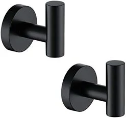 Matte Black Bathroom Towel Coat Hook Stainless Steel, 2 Pack Robe Clothes Cabinet Closet Sponges Hooks Holder Round Style Heavy Duty Wall Hook For Bathroom Kitchen Hotel Wall Mounted -GENERIC Shop 31VAE8ql0KL. AC