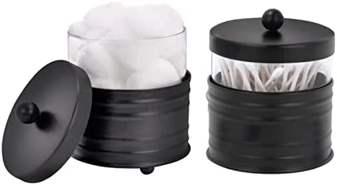 Autumn Alley Deluxe Farmhouse Apothecary Jars Set, Black Bathroom Jars Qtip Holder Glass - Rustic Vanity Organizer For Bathroom Counter, Cotton Balls, Swabs, Rounds, Salts 2 Small Glass Jars With Lids 5 Autumn Alley Deluxe Farmhouse Apothecary Jars Set, Black Bathroom Jars Qtip Holder Glass - Rustic Vanity Organizer For Bathroom Counter, Cotton Balls, Swabs, Rounds, Salts 2 Small Glass Jars With Lids - Image 5