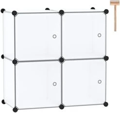 C&AHOME Cube Storage Organizer With Doors, 4-Cube Shelves, Closet Cabinet, DIY Plastic Modular Bookshelf Ideal For Bedroom, Living Room, 24.8" L X 12.4" W X 24.8" H Milky USHS04M-DOOR -GENERIC Shop 31WxZ9FTjHL. AC