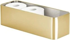 MDesign Deep Steel Floor Stand Toilet Paper Organizer, 4-Roll Tissue Storage Holder Container Bin For Bathroom, Fits Under Sink, Vanity, Shelf, In Cabinet, Or Corner, Mirri Collection - Matte Black -GENERIC Shop 31Y3GerycL. AC