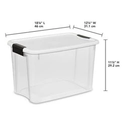 Sterilite 19859806, 30 Quart/28 Liter Ultra Latch Box, Clear With A White Lid And Black Latches, 6-Pack -GENERIC Shop 31YOROr1qoL