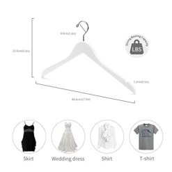 Nature Smile Solid Gugertree Wood Shirt And Dress Hangers With Notches With Antirust Chrome Hook Pack Of 10 (White)