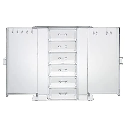 Beautify Clear Acrylic Jewelry Organizer Chest/Makeup Storage Box With 6 Drawers & Hanging Necklace Holder - Clear 6 Beautify Clear Acrylic Jewelry Organizer Chest/Makeup Storage Box With 6 Drawers & Hanging Necklace Holder - Clear - Image 6