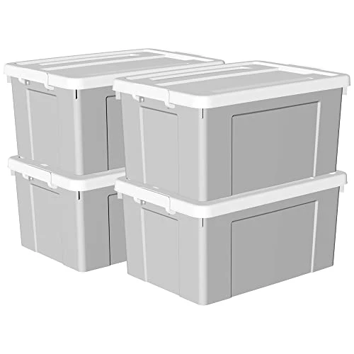 Cetomo 65L*4 Plastic Storage Box, Tote Box,Organizing Container With Durable Lid And Secure Latching Buckles, Stackable And Nestable, 4Pack, Gray With Buckle 1 Cetomo 65L*4 Plastic Storage Box, Tote Box,Organizing Container With Durable Lid And Secure Latching Buckles, Stackable And Nestable, 4Pack, Gray With Buckle