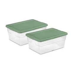 Sterilite Multipurpose 16 Quart Clear Plastic Storage Tote Container Bins With Opaque Lids For Home And Office Organization, (2 Pack)