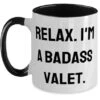 GENERIC Surprise Valet Gifts, Relax. I'm A Badass Valet, Sarcasm Two Tone 11oz Mug For Men Women, Cup From Friends, Valentines Day Mug, Two Tone Coffee Mug, Ceramic Valentines Mug, Oz Ceramic Mug, Valet Love