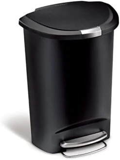 Simplehuman 50 Liter / 13 Gallon Semi-Round Kitchen Step Trash Can With Secure Slide Lock, Black Plastic -GENERIC Shop 31anIHoxfL. AC