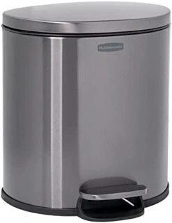 Rubbermaid Stainless Steel Slim Step-On Trash Can, 2.6-Gallon, Charcoal, Wastebasket With Lid For Home/Bathroom/Kitchen -GENERIC Shop 31d1lfm5KNL. AC 1