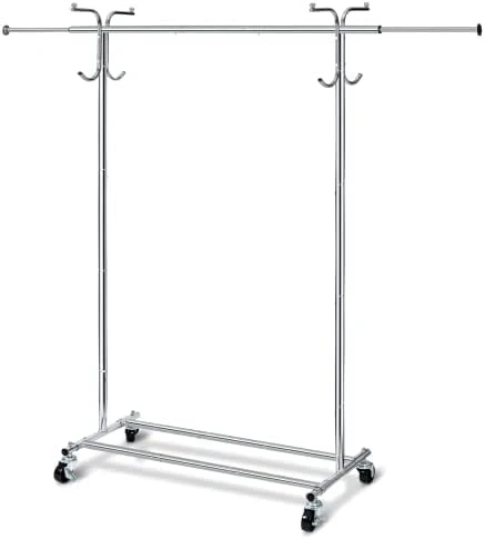HOUSE AGAIN Adjustable 2-in-1 Heavy Duty Garment Rack & Coat Rack, 66" L, Rolling Clothes Rack With Lockable Wheels, Clothing Rack For Hanging Clothes, Commercial Grade, Freestanding, Chrome(Sliver)… 4 HOUSE AGAIN Adjustable 2-in-1 Heavy Duty Garment Rack & Coat Rack, 66" L, Rolling Clothes Rack With Lockable Wheels, Clothing Rack For Hanging Clothes, Commercial Grade, Freestanding, Chrome(Sliver)… - Image 4