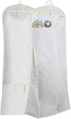 MISSLO 70" Bridal Wedding Gown Dress Garment Bag With Accessories Pouch Large Travel Garment Cover 8" Gusset (Black), 1 Pack -GENERIC Shop 31eREBUl4dL. AC