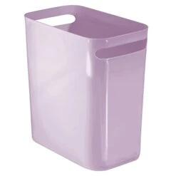 MDesign Plastic Slim Large 2.5 Gallon Trash Can Wastebasket, Classic Garbage Container Recycle Bin For Bathroom, Bedroom, Kitchen, Home Office, Outdoor Waste, Recycling, Aura Collection - (Light Purple, Pack Of 1)
