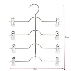 4 Tier Pants Hangers Metal Skirt Hangers With Adjustable Non Slip White Vinyl Clips (3 Pack) Space Saving Hangers For Skirt, Pants