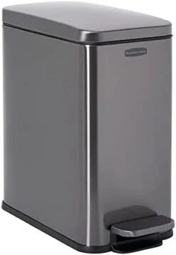 Rubbermaid Stainless Steel Slim Step-On Trash Can, 2.6-Gallon, Charcoal, Wastebasket With Lid For Home/Bathroom/Kitchen -GENERIC Shop 31eqNrHYswL. AC 1