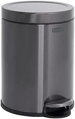 Rubbermaid Stainless Steel Slim Step-On Trash Can, 2.6-Gallon, Charcoal, Wastebasket With Lid For Home/Bathroom/Kitchen -GENERIC Shop 31fFpBb7uZL. AC 1