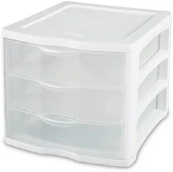 Sterilite 17918004 3 Drawer Unit, White Frame With Clear Drawers, Pack Of 4 -GENERIC Shop 31fiuliyIaL. AC
